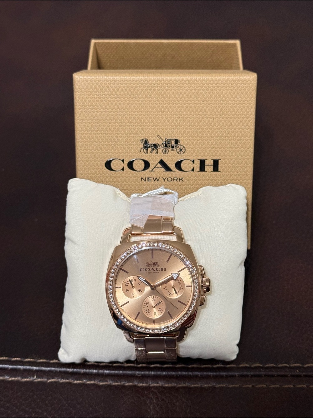 Coach Women's Rose Gold Crystal-Accent Chronograph Watch